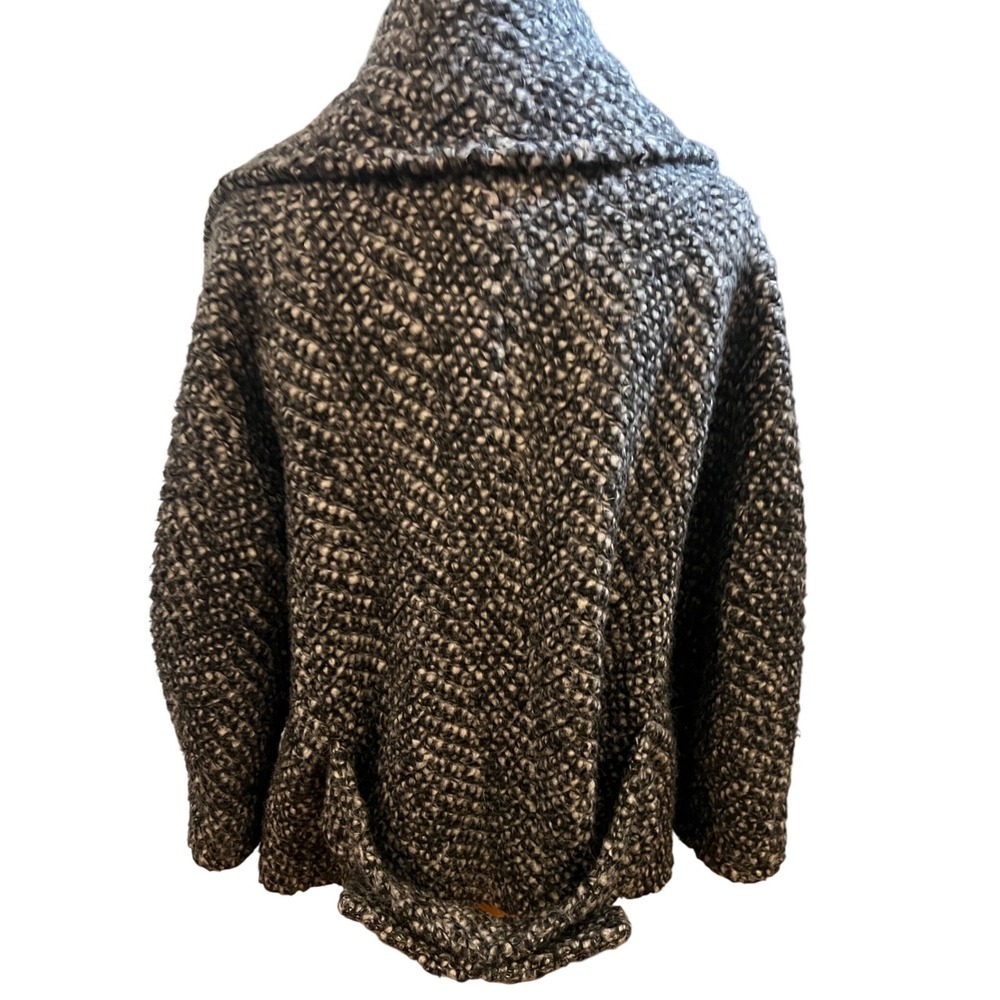 ZARA BASIC Tweed Jacket Black White Oversized Col… - image 3